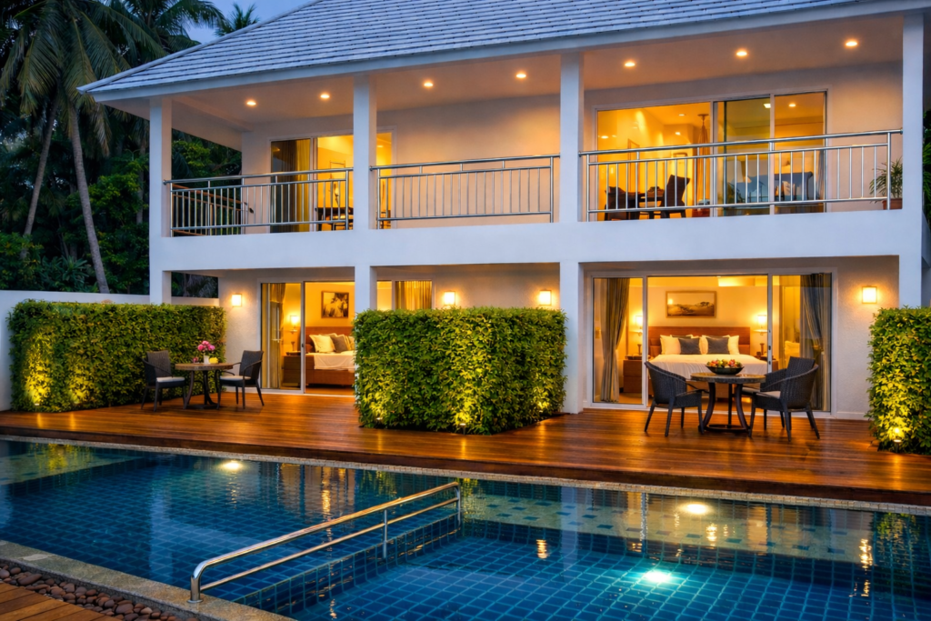 A glimpse from our project in Lamai, Koh Samui, Thailand. Considering buying property in Thailand via leasehold? The villa can be rented out when you’re not using it – making it an attractive investment property.