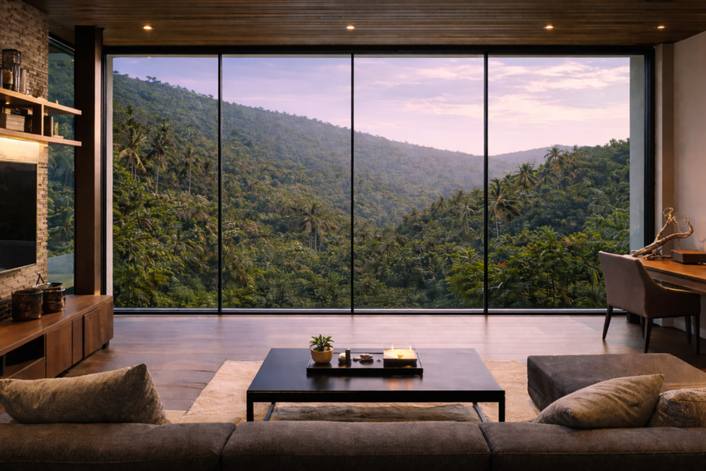 Olohuone - uima-allasvilla myytävänä Sattahipissa